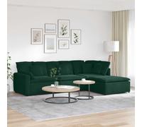 Ziaphsol Divano modulare con poggiapiedi e cuscino, in velluto verde scuro, 4 pezzi, divano angolare con modulo, divano reclinabile, ottomano, divano lounge per soggiorno