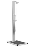 Ziaphsol Doccia da giardino con elemento di fondo in WPC e acciaio inox, pannello doccia con doccia a pioggia e doccetta, acciaio inox spazzolato 201, 210 cm, 80 x 62 cm, per piscina e spa