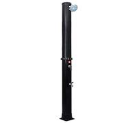 Ziaphsol Doccia solare nera con soffione doccia e rubinetto, 40 l, PVC alluminio ottone, 220 cm, doccia esterna per giardino e piscina, resistente ai raggi UV, con soffione e piede