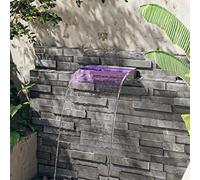 Ziaphsol Elemento a cascata in acciaio inox 304 con LED RGB da 45 cm, 45 x 21 x 8 cm, per laghetto, piscina, giardino, terrazza, interni ed esterni, flusso d'acqua tranquillo e illuminazione