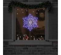 Ziaphsol Fiocco di neve natalizio illuminato blu in PVC, 55,5 x 55,5 x 0,75 cm, 156 LED, cambia colore dinamico, decorazione per finestre, terrazze, Avvento