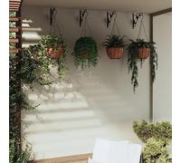 Ziaphsol Fioriere sospese con supporti e inserti per piante, 4 pezzi, nero, acciaio verniciato a polvere, 29,5 x 26 cm, vaso sospeso, diametro 40 x 63 cm, per giardino, balcone, terrazza