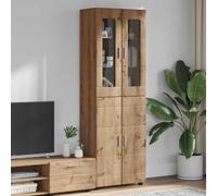 Ziaphsol Florin, mobile alto in legno di rovere Artisan, 60 x 35 x 182 cm, opaco, 4 ante e 6 ripiani, per soggiorno, casa, camera da letto, facile da pulire