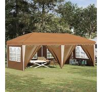 Ziaphsol Gazebo pieghevole per feste, 575 x 288 x 245 cm, beige, con 6 pareti laterali, resistente alle intemperie, protezione UV, tenda da giardino per giardino, terrazza, eventi all'aperto, barbecue
