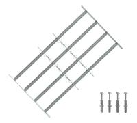 Ziaphsol Griglia di sicurezza per finestre in acciaio galvanizzato argento, set da 3, regolabile da 630 a 1140 mm, 4 barre trasversali, protezione antieffrazione per esterni, montaggio con viti