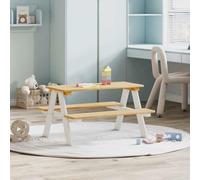 Ziaphsol IRUN - Tavolo per bambini con panche, in legno massiccio di pino, 90 x 79,5 x 50 cm, per interni, tavolo da pranzo, tavolino da caffè, area di lavoro, soggiorno, ufficio, cucina, design