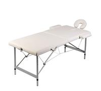 Ziaphsol Lettino da massaggio pieghevole a 2 zone con struttura in alluminio, 186 x 68 cm, portata 150 kg, altezza regolabile, per massaggio shiatsu Reiki e pratica, colore bianco crema