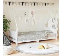Ziaphsol Lettino per bambini bianco, 90 x 190 cm, in legno di pino massiccio con doghe, design per bambini dai 4 anni in su, concetto basso per salire e scendere