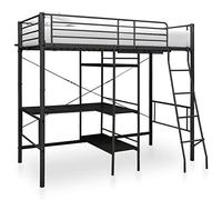 Ziaphsol Letto a castello con telaio da tavolo, in metallo nero, 90 x 200 cm, design robusto per cameretta dei bambini, con ringhiera di sicurezza e scala, mobili per la casa durevole.