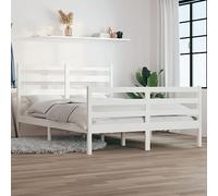 Ziaphsol Letto in legno di pino massiccio, 120 x 200 cm, bianco, struttura stabile senza materasso, in legno naturale, con testiera, letto a piattaforma resistente per un sonno riposante