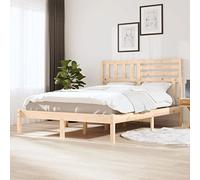 Ziaphsol Letto in legno massello di pino 160 x 200 cm, letto a piattaforma rustico, per camera da letto, telaio stabile in legno non trattato, mobile durevole con testiera alta