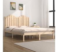 Ziaphsol Letto in legno massello di pino 200 x 200 cm, struttura non trattata con testiera, robusto letto a piattaforma per camera da letto, mobili in legno durevole