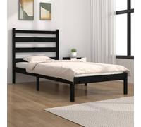 Ziaphsol Letto in legno massello nero, 75 x 190 cm, robusto telaio in legno di pino senza materasso, robusto telaio singolo per un sonno riposante, ideale per camera da letto