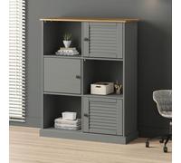 Ziaphsol Libreria VIGO Grigio, 90 x 35 x 114,5 cm, legno massello di pino con 6 scomparti, per libri e decorazioni, organizer a cubo durevole