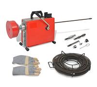 Ziaphsol Macchina per la pulizia dei tubi, 250 W, 15 m, spirale da 16 mm, set di 400 tubi per bagno, cucina, appartamento, sciogliere intasamenti meccanici