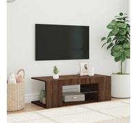 Ziaphsol Mobile TV con luci a LED, effetto rovere marrone, 90 x 39 x 30 cm, materiale in legno, moderno centro intrattenimento per soggiorno, stabile supporto TV con illuminazione RGB