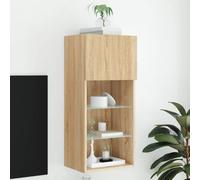 Ziaphsol Mobile TV con luci a LED, rovere Sonoma, 40,5 x 30 x 90 cm, montaggio a parete, spazio per soggiorno, moderno centro intrattenimento