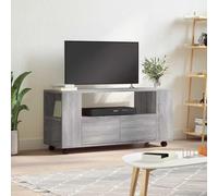 Ziaphsol Mobile TV grigio Sonoma, 102 x 34,5 x 43 cm, in legno con gestione dei cavi, contenitore con ruote, ideale per soggiorno, console multimediale, mobile TV, credenza, scaffale, organizer