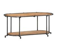 Ziaphsol Mobile TV in legno massello di acacia con struttura in ferro, 100 x 42 x 40 cm, marrone e nero, Media Board per soggiorno, home theater, con gestione dei cavi e spazio di archiviazione