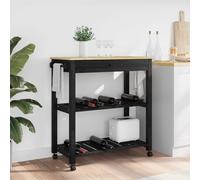 Ziaphsol Monza - Carrello da cucina in legno di pino massiccio, 84 x 40 x 88,5 cm, con ripiano e cassetto, 4 ruote a 360°, mobile per cucina, sala da pranzo e nicchia