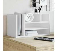 Ziaphsol Organizer da scrivania bianco in legno 44,5 x 24 x 25 cm con 6 scomparti per documenti, registro, portapenne e portadocumenti in ufficio
