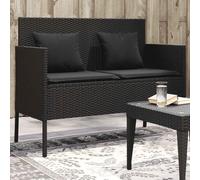 Ziaphsol Panca da giardino con cuscino in polyrattan nero, resistente alle intemperie, con contenitore e borsa impermeabile, 113 x 61 x 87 cm, per balcone, terrazza, veranda e giardino d'inverno