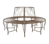 Ziaphsol Panca per alberi in acciaio marrone anticato, rotonda, 160 x 89 cm, per 8 persone, resistente alle intemperie, per giardino, terrazza, balcone e veranda, seduta con design a cuore
