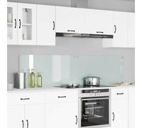 Ziaphsol Pannello posteriore da cucina, 2 pezzi, bianco, in vetro temperato, 100 x 50 cm, 8 mm, con 4 fori, per cucina interna, come paraspruzzi per zona cottura