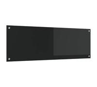 Ziaphsol Pannello posteriore da cucina nero in vetro temperato, 120 x 40 cm, con 4 fori preforati, paraspruzzi resistente al calore, per piano di lavoro per interni