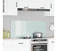 Ziaphsol Parete Cucina Bianco in Vetro Temperato 120x50cm con 4 Fori Preforati Paraspruzzi Piano di Lavoro Resistente al Calore per Cucina