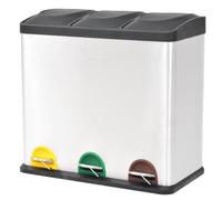 Ziaphsol Pattumiera a pedale per riciclaggio in acciaio inox, 54 l, con 3 secchi interni, design antimacchia, antiodore, per cucina, bagno, ufficio, con pedale codificato a colori, chiusura morbida