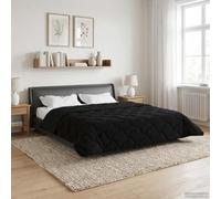 Ziaphsol Piumone invernale imbottito in microfibra, 200 x 220 cm, double-face, per camera da letto, camera degli ospiti, calore e comfort durante il sonno, colore: nero