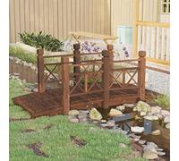 Ziaphsol Ponte da giardino con ringhiera in legno di abete massiccio, 150 x 67 x 56 cm, ponte per laghetto con ponte in legno, ponte per giardino, ruscello, transizione, esterno, stabile