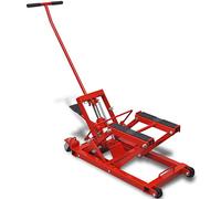 Ziaphsol Ponte Sollevatore Idraulico Moto in Acciaio Ghisa Rosso 680kg Altezza di Sollevamento da 118 a 368mm Pieghevole con 2 Ruote Fisse e 2 Ruote Piroettanti per Officina Garage Cambio Pneumatici