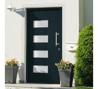 Ziaphsol Porta d'ingresso in alluminio e PVC antracite, 100 x 200 cm, con 5 serrature di sicurezza, protezione dal calore, isolamento acustico, soglia in alluminio, kit di montaggio per casa, facciata