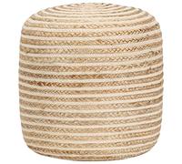 Ziaphsol Pouf realizzato a mano in iuta, 40 x 45 cm, con perline in polistirene espanso, per poggiapiedi sul divano o sulla poltrona, in soggiorno e corridoio