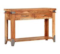 Ziaphsol Robusto tavolo consolle in legno di acacia massiccio, 110 x 34 x 74 cm, con 2 cassetti, ideale come pratico tavolino in soggiorno, lucido e dipinto.