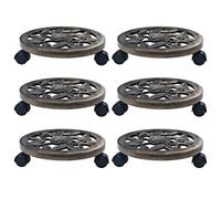 Ziaphsol Rullo per piante, 6 pezzi, bronzo, 30 cm, in plastica PP, ruote a 360 gradi, per vasi di fiori, supporto per piante per balcone, terrazza, soggiorno, giardino d'inverno e giardino