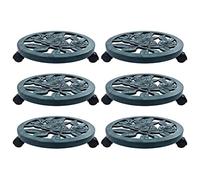 Ziaphsol Rullo per piante, 6 pezzi, verde, 38 cm, in plastica PP, ruote a 360 gradi, 20 kg, per vasi di fiori, balcone, terrazza, soggiorno, giardino e giardino d'inverno