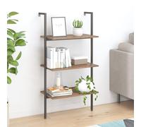 Ziaphsol Scaffale a 3 ripiani, marrone scuro/nero, 64 x 35 x 120,5 cm, robusto telaio in acciaio, multiuso, per libri, piante, soggiorno, ufficio