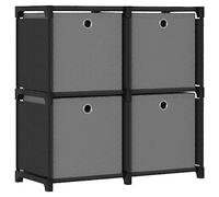 Ziaphsol Scaffale cubo con 4 scatole, nero, 69 x 30 x 72,5 cm, telaio in acciaio, per libri, oggetti da collezione, abbigliamento, cubo Storage Organizer