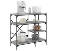 Ziaphsol Scaffale da panettiere, grigio sonoma, 90 x 40 x 84 cm, in legno e metallo, porta utensili da cucina con telaio in metallo, ripiani e piedini regolabili per piano di lavoro e ordine
