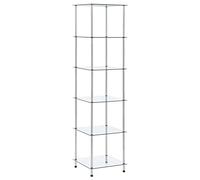 Ziaphsol Scaffale in vetro trasparente, 40 x 40 x 160 cm, 6 ripiani in vetro temperato, moderna libreria per soggiorno, ufficio e bagno, robusta vetrina con telaio in acciaio inox