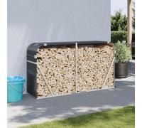 Ziaphsol Scaffale per legna da ardere, antracite, 180 x 45 x 100 cm, in acciaio zincato, con tetto, per giardino e terrazza, con 2 ganci per montaggio a parete, resistente alle intemperie