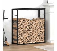 Ziaphsol Scaffale per legna da ardere, in acciaio nero opaco, 80 x 28 x 86 cm, salvaspazio, per legna da ardere, resistente alle intemperie, con supporto da parete, per camino e soggiorno