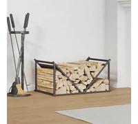 Ziaphsol Scaffale per legna da ardere, nero, 70 x 43 x 34,5 cm, in acciaio laminato a freddo, per camino e soggiorno, con portata di 100 kg per legna ordinata, salvaspazio