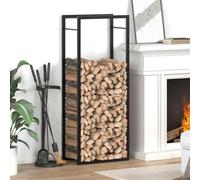Ziaphsol Scaffale per legna da ardere, nero opaco, 50 x 28 x 132 cm, in acciaio, per legna da ardere, per legna da ardere, per legna da ardere, per camino, stufa, terrazza, giardino, capanno