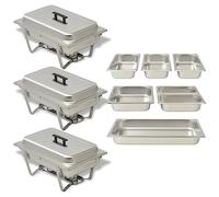 Ziaphsol Scaldavivande, set di 3 pezzi, in acciaio inox con contenitori GN, scaldavivande per buffet e fornello per gastronomia, catering, feste, hotel, banchetti e sala da pranzo, termoisolante