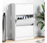 Ziaphsol Scarpiera bianca, 63 x 24 x 103 cm, in legno con scomparti ribaltabili, salvaspazio, per corridoio, ingresso e soggiorno, elegante organizer con spazio, sottile e adatto ai cassetti