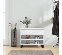 Ziaphsol Scarpiera bianca lucida, 70 x 36 x 60 cm, in legno con cassetto e ripiano aperto, supporto salvaspazio per corridoio e ingresso, design moderno, materiale durevole